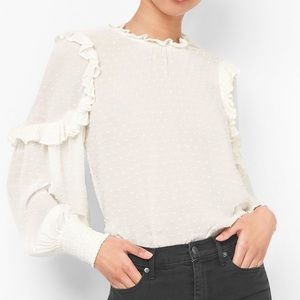 Long sleeve Swiss dot ruffle top in milk from Gap